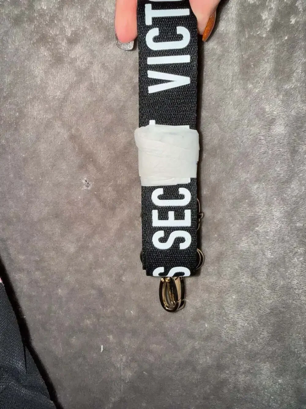 Victoria's Secret Black Floral Canvas Tote Bag with VS Logo
